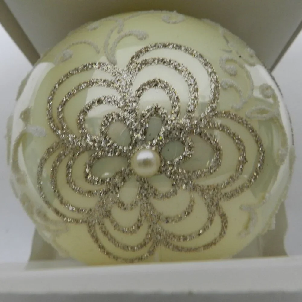 Dagmara Poland Handmade Christmas Ornament large ball sequin blown glass NEW NIB